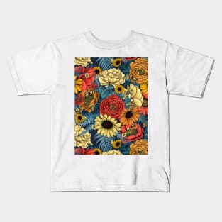 Bouquet of flowers- roses, peonies, daisies and ferns 3 Kids T-Shirt